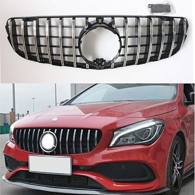 OP GT R upper bumper grille grill with Camera hole Compatible with 2016-2019 Mercedes Benz GLC W253 X253 GLC300 GLC350