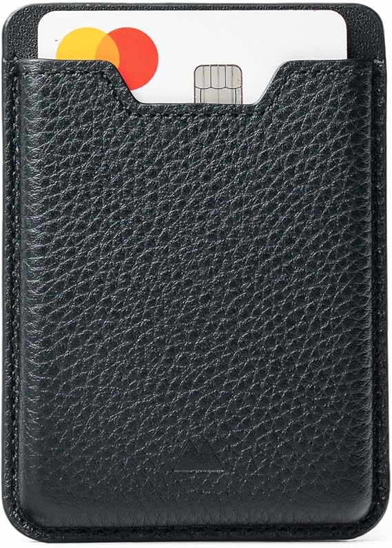 Mous Magnetic Wallet for iPhone 12-17 - Black Leather | Mous MagSafe Compatible Wallet Card Holder Cell Phone Magnetic Wallet for iPhone 17, iPhone 16, iPhone 15, iPhone 14