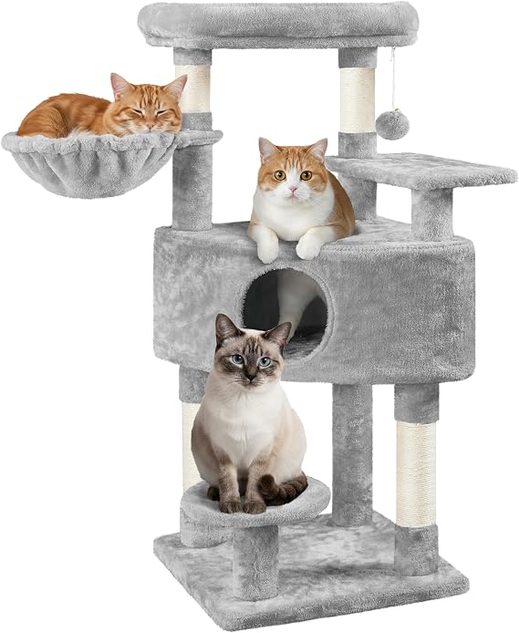 Yaheetech 46in Corner Cat Tree for Large Cats with Queen Size Top Perch