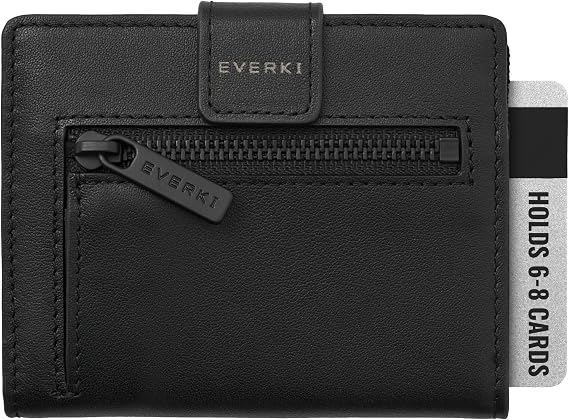 EVERKI RFID Blocking Men's Slim Bifold Wallet, 6-8 Card Slots, Black