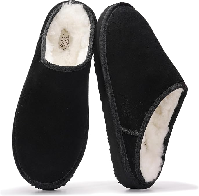 Mens Slippers 100% Genuine Leather Genuine Shearling House Slippers for Men