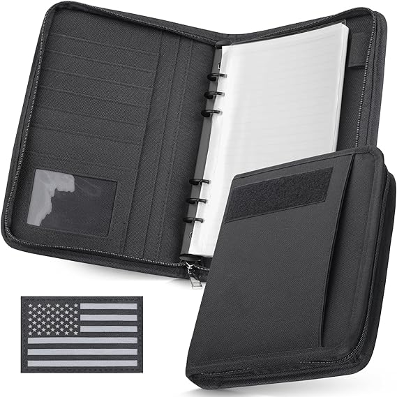 WYNEX Tactical Notebook Padfolio Ring Binder - Refillable A5 6-Ring Binder, Zip Hardcover Notebook with 80 Sheets, Water-Resistant Journal Cover for Gift, Planners, Field, Office, College