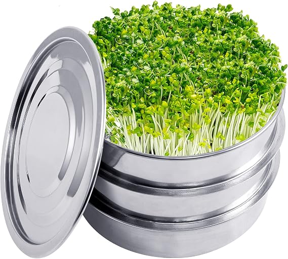 Aulock Stainless Steel Seed Sprouting Kit, 7.9'' Microgreens Growing Tray