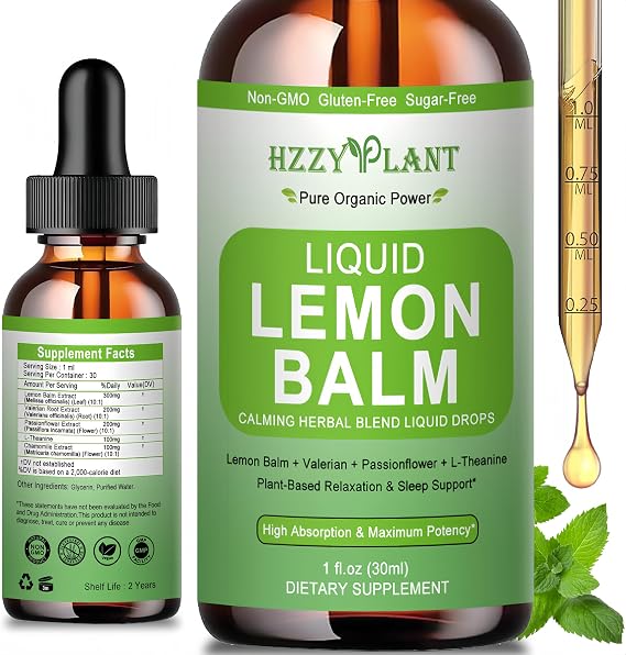 Organic Lemon Balm Tincture - High Absorption Lemon Balm Leaf Liquid Extract Drops for Relaxation, Calming, Digestion & Mood Support - Better Absorbed Than Capsules Vegan, Non-GMO, Great for Tea