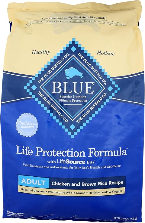 Blue Buffalo Adult Dry Dog Food, Chicken and Brown Rice, 24 Lbs Bag