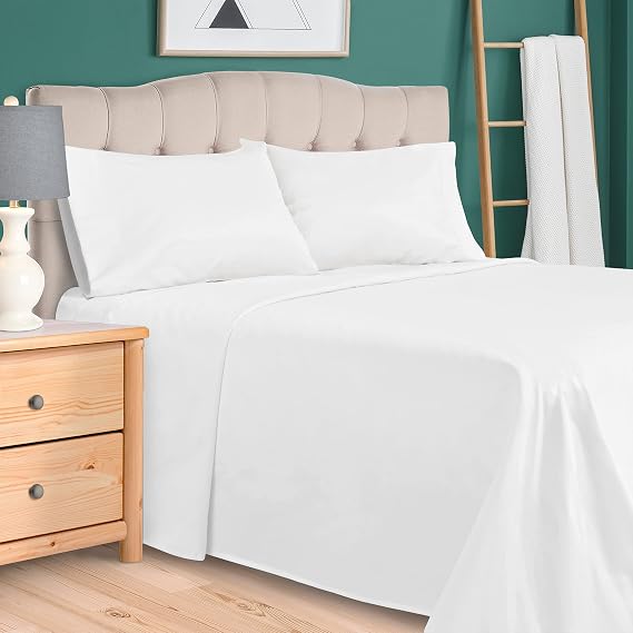 Superior 300 Thread Count Egyptian Cotton Sheet Set, Elastic Fitted Sheet, Flat Sheet, 1 Pillowcase, Twin XL, White