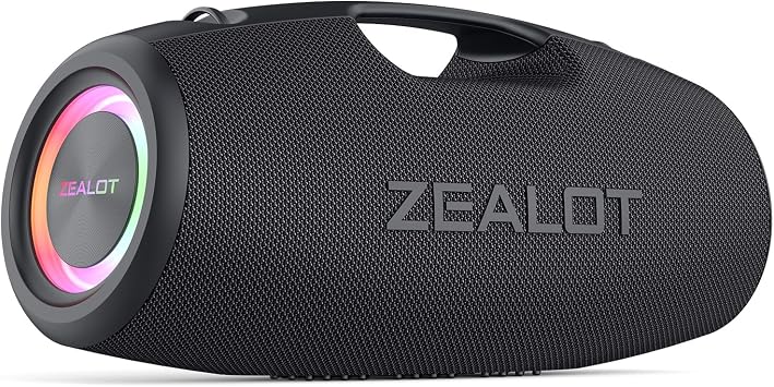 Zealot 120W Bluetooth Speaker Powerful Stereo Sound, Dual Pairing, 40 Hours of Playtime, 24000mAh Power Bank, IPX6 Waterproof, Outdoor Speaker with Handle, Portable for Camping, Beach, and Party