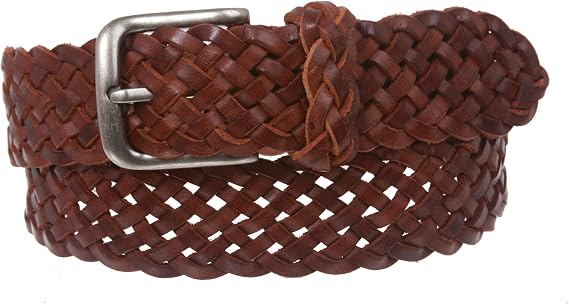 Women's 1 3/8" Braided Woven Solid Leather Belt