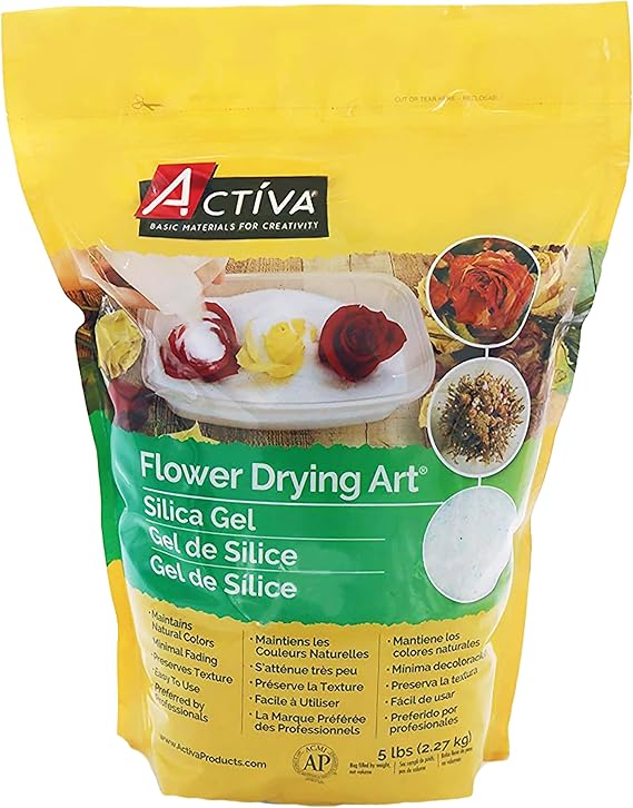 Activa Flower Drying Art Silica Gel, 5lb (2.27g) | Dry & Preserve Flowers with Confidence, Microwaveable & Reusable