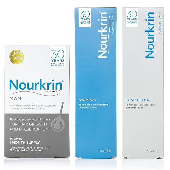 Nourkrin Man 180 tablets includes Nourkrin Shampoo and Conditioner