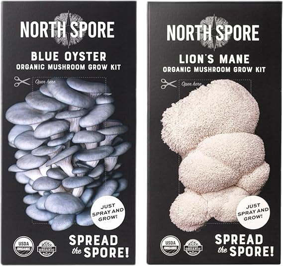 North Spore Mushroom Growing Kit - Blue Oyster & Lion's Mane, 4 lb Each