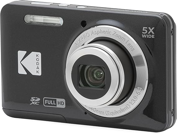 KODAK PIXPRO Friendly Zoom FZ55-BK 16MP Digital Camera with 5X Optical Zoom 28mm Wide Angle and 2.7" LCD Screen Black