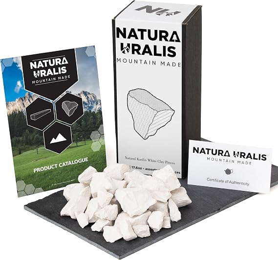 Natura Uralis Kaolin White Clay | 17.5oz Natural, White to Off-White, Amazing Crunch, Satisfying Earthy, Velvety and Firm Texture, ASMR Sensation