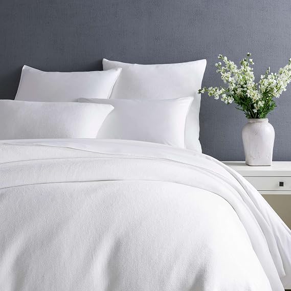 Pine Cone Hill Montauk White Solid Cotton Duvet Cover, Full/Queen