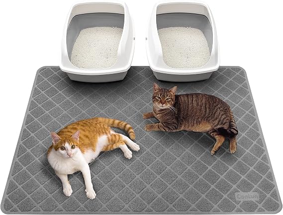 Conlun Cat Litter Mat Litter Trapping Mat, 47" x 35" Premium Durable PVC Grid Mesh with Scatter Control, Non-slip, Less Waste Cat Litter Box Mat, Soft on Kittys Paws, Urine Waterproof