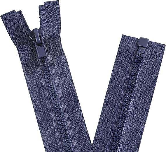 YAKA 4PCS #5 15 inch Separating Jacket Zippers for Sewing Coats Jacket Zipper Black Molded Plastic Zippers Bulk DIY Tools for Garment/Bags/Home Textile Bags Pillow Tent Tailor Dark Blue Tint
