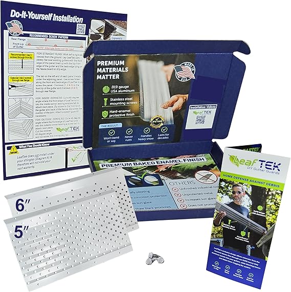 LeafTek Gutter Guard Sample Kit Test Fit for 5 and 6 Gutters USAMade Heavy Duty White Aluminum Sections (8-Inch in Length) with Stainless Steel Screws & DIY Installation Guide