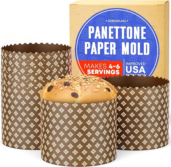 Premium Panettone Paper Mold Large - 24 oz Disposable Panettone Pan for Cake and Bread - 6 in Panettone Mold 700 g - Forms for Baking Paska and Kulich for Christmas 6 pack