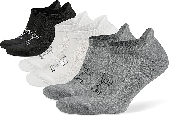 Balega Hidden Comfort No-show, Heel Tab, Running Socks for Men and Women (3 Pairs, White & Black & Charcoal)