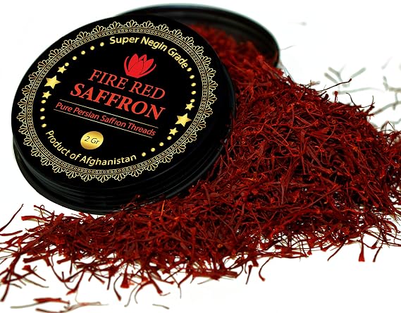 Premium Saffron Threads, Pure All Red Saffron Spice | Super Negin Grade | For Culinary Use Such as Tea, Paella, Golden Milk, Rice, Risotto (2 Grams)