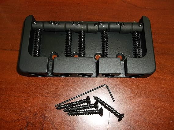 Hipshot 5-String "B" Brass Bass Bridge, BLACK - .708" String Spacing