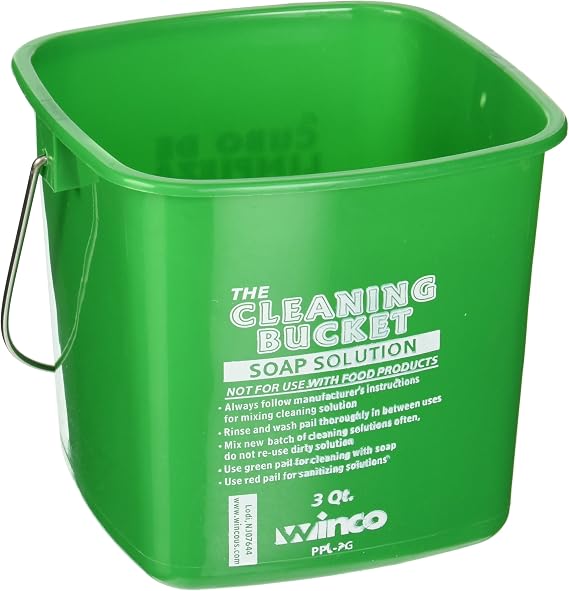 Winco 3 qt Green Plastic Cleaning Bucket