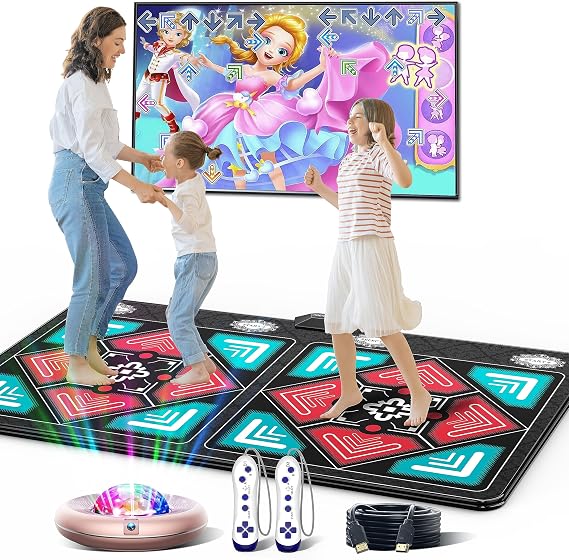 Dance Mat for Kids and Adults, Anti-Slip Wireless Electronic Dance Pad for TV, Plug and Play Sports Dance Mat Game with Smart Camera and 2 Controllers, Gift idea(Classic Snowflake)
