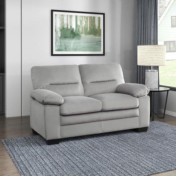 Lexicon 63" Sofa, Comfy Modern Sofa with Pillow-Top Arms, Couch for Living Room Apartment Lounge, Solid and Easy to Assemble, 2-Seater Couch, Gray
