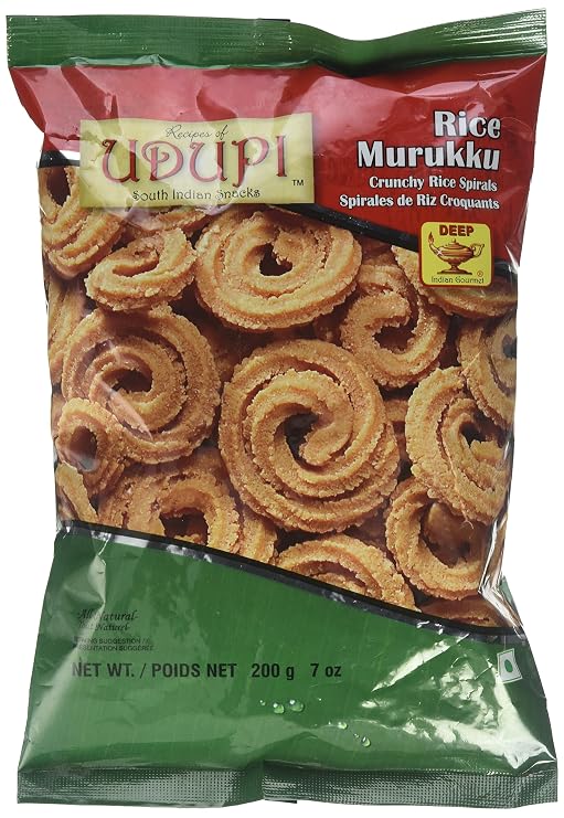 Deep Rice Murukku Snacks - Home style Indian Namkeen - Rice Chakli- Ready to Eat Snacks - 7 Oz