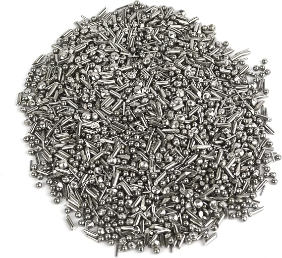 2.2 Lbs Large Stainless Steel Jewelers Polishing Burnishing Media Shot Mix for Tumblers (Balls, Cross, Pins, and Satellite Shapes)