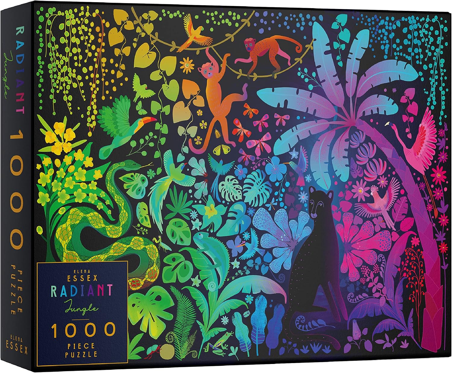 Elena Essex Jigsaw Puzzles for Adults 1000 - Radiant Jungle, 1000 Piece Jigsaw Puzzles for Adults, 1000 Piece Jigsaw Puzzles, Animal Bird Rainbow Colour Gradient Puzzle, Jigsaws Size 70x50cm
