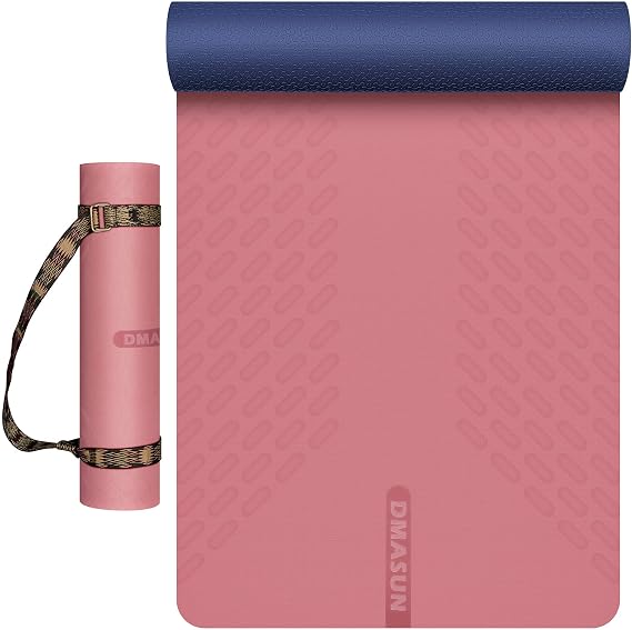 DMASUN Yoga Mat Thick 10mm Double Sided Non Slip Workout Mat, Professional TPE Yoga Mat for Men Women, Thick Workout Mat with Carrying Strap, Fitness Mats for Exercise, Yoga, Fitness, Pilates, Floor Workouts ( 72" x 24" x 2/5" )