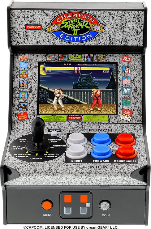 My Arcade Street Fighter II Mini Arcade Machine - Micro Player Table Top Arcade Machine, Portable Handheld Game, Retro Gaming Console, Mini Retro Games Machines for Kids & Adults