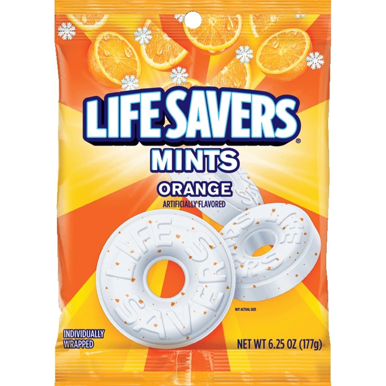 LIFE SAVERS Orange Mints Hard Candy Bag, 6.25 ounce Pack of 12