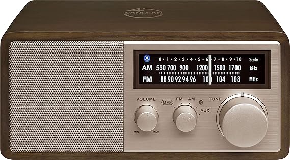 Sangean WR-16SE AM/FM/Bluetooth/Aux-in/USB Phone Charging 45th Anniversary Special Edition Wooden Cabinet Radio (Dark Walnut with Rose Gold)