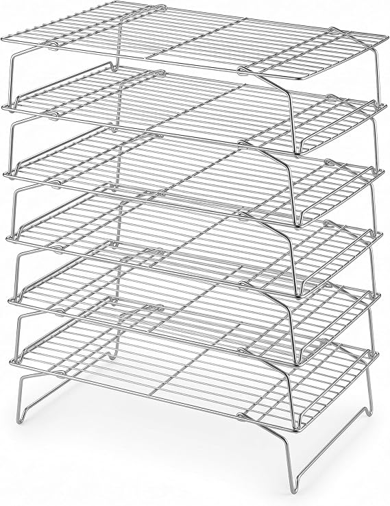 LIANYU Cooling Rack 15"x10", 6-Tier Stackable & Collapsible Cooling Racks