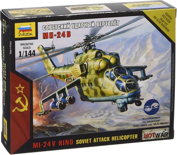 Zvezda Models Mil-24 Russian Attack Helicopter (1/144 Scale)