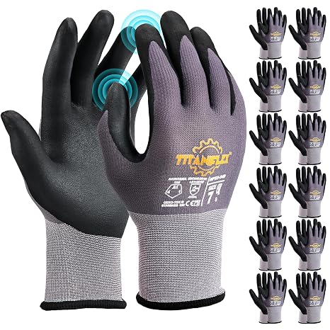 TitanFlex Work Gloves, MicroFoam Nitrile Coated, Seamless Knit Nylon