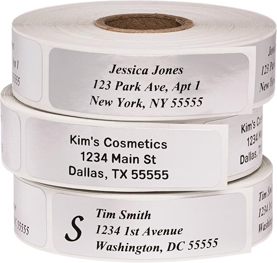 Return Address Labels - Roll of 250 Personalized Labels (Silver)