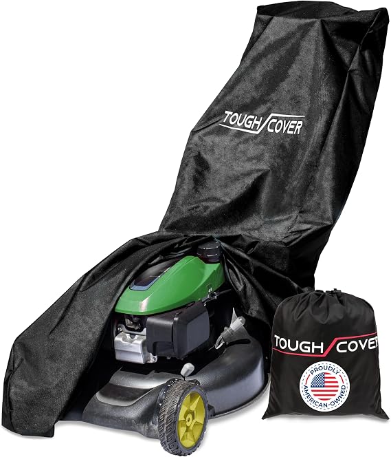 Tough Cover Lawn Mower Cover, Basic 210D, Water-Resistant, Black