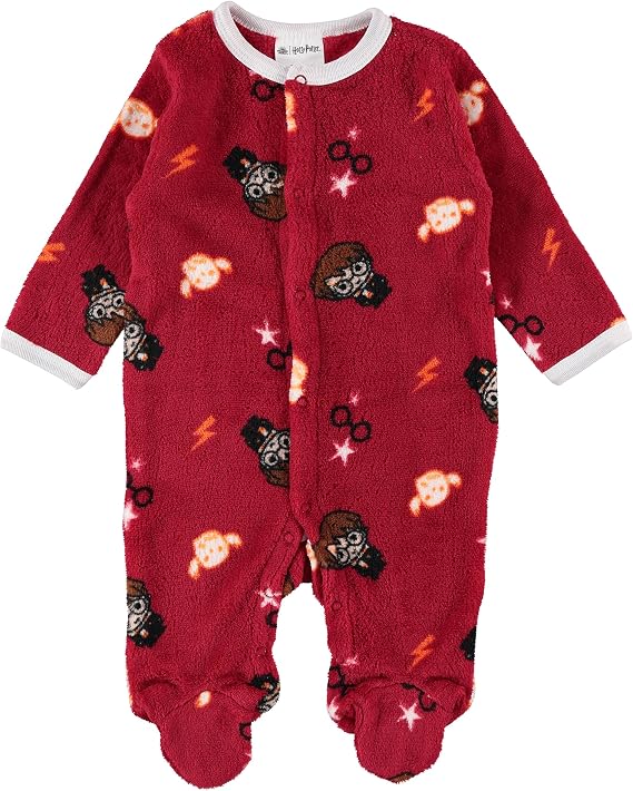 Harry Potter Unisex Baby Long Sleeve Footie Pajamas - Hogwarts House Mascot Print, Infant Gift