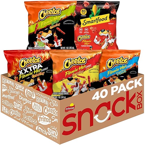 Cheetos Cheese Flavored Snacks, Flamin' Hot Mix Variety Pack, (Pack of 40)