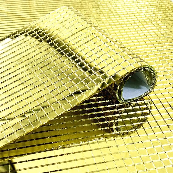2400pcs Self-Adhesive Craft Mirrors Mosaic Tiles Mini Gold Glass Square Sticker for DIY Decoration,5mm by 5mm