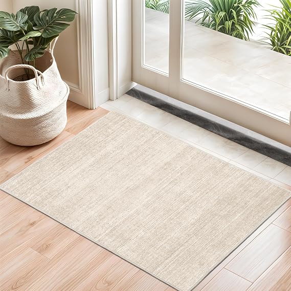 Valenrug 2x3 Rug Non Slip, Small Washable Entryway Rug Indoor Doormat Beige