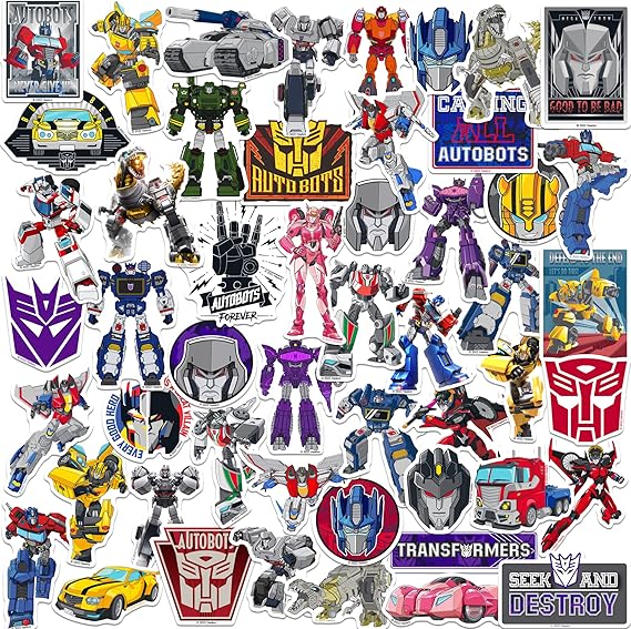 Transformers 50ct Vinyl L Deluxe Stickers Variety, Tablet, Indoor/Outdoor