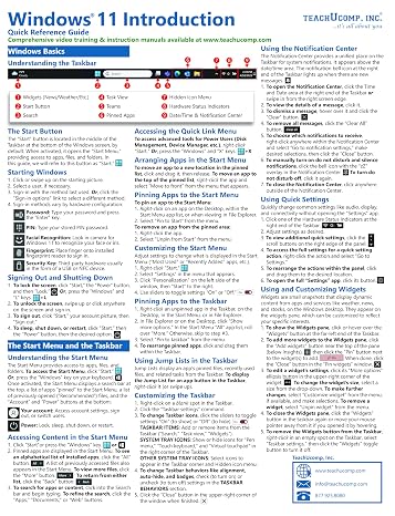 Windows 11 Quick Reference Training Tutorial Guide (Cheat Sheet of Instructions, Tips & Shortcuts - Laminated)