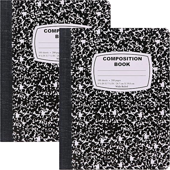Enday Marble Composition Notebook Wide Ruled (2 Pack) 100 Sheets