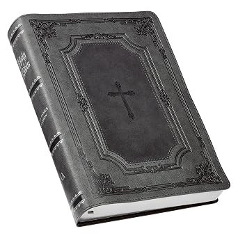 KJV Holy Bible, Super Giant Print Faux Leather Red Letter Edition - Thumb Index & Ribbon Marker, King James Version, Gray/Black KJV Super Giant Print Editions