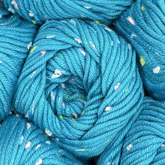 Tweed Twinkles Soft Baby Yarn DK Acrylic, 8-Pack (696Yds/400G), Cyan Blue | Acrylic Baby Blanket Knitting Yarn with Free Patterns - Size 3 DK Light Worsted Weight Yarn for Crocheting with Flecks