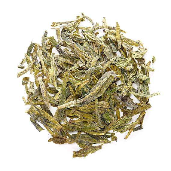 Longjing Dragon Well Green Tea Chinese Whole Leaf - Smooth Mellow Cup | Hand picked spring leaves pan fired to a nutty sweetness perfect for calming afternoon breaks or traditional gongfu sessions